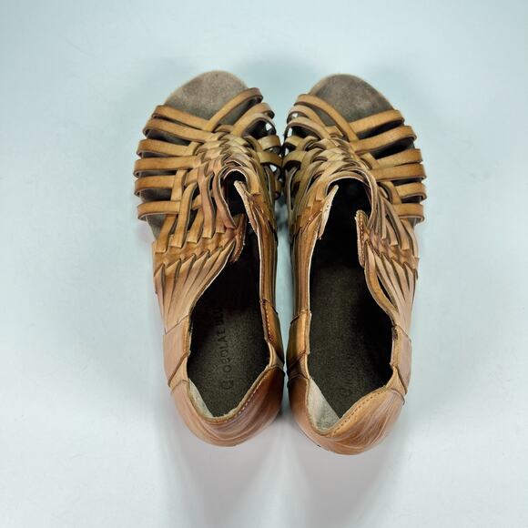 Chocolat Blu Vivienne Brown Leather Slip On Woven Strap Sandals Women's Sz 6 - Picture 6 of 10
